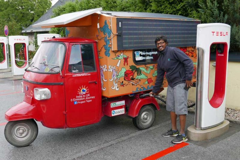 Epic journey from India to London in a solar-powered auto rickshaw