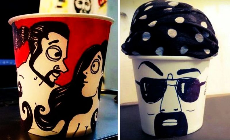 23-year-old artist turns leftover paper cups into art