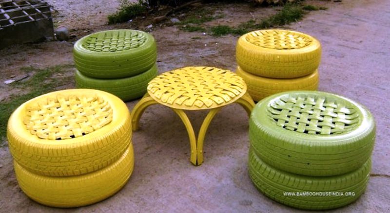 Hyderabad-based couple recycles old tyres into chic office furniture