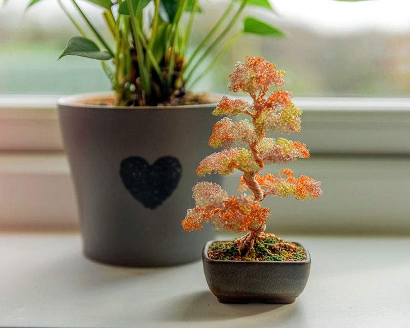 Wire Strands Are Shaped Into Sculptures of Bonsai Trees