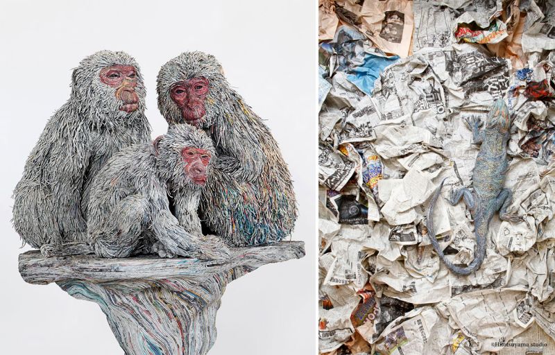 Newspaper Animal Sculpture by Chie Hitotsuyama