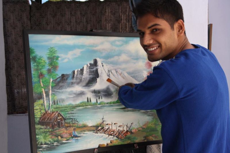 Dhaval Khatri has no hands, but can paint better than you!