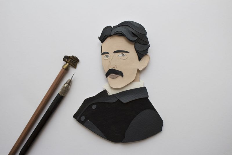 Paper Cut Nikola Tesla by NVillustraion