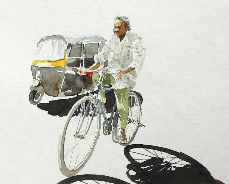 Berlin-based artist illustrates bicycle stories from India