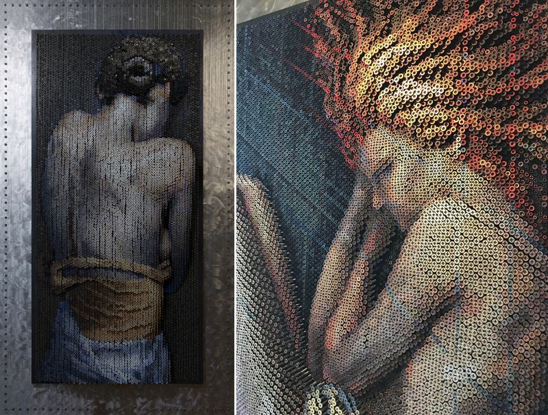 Stunning 3D portrait made by drilling over 20,000 screws into wood