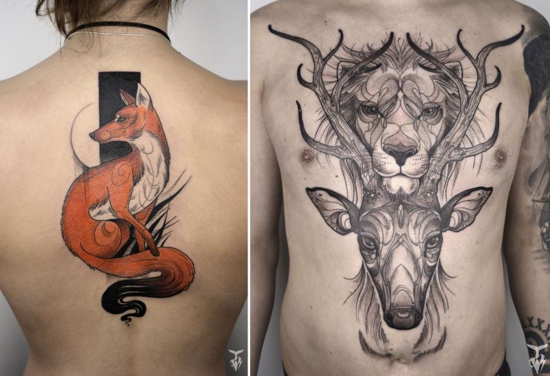 Hungarian artist creates nature and art Nouveau inspired tattoos