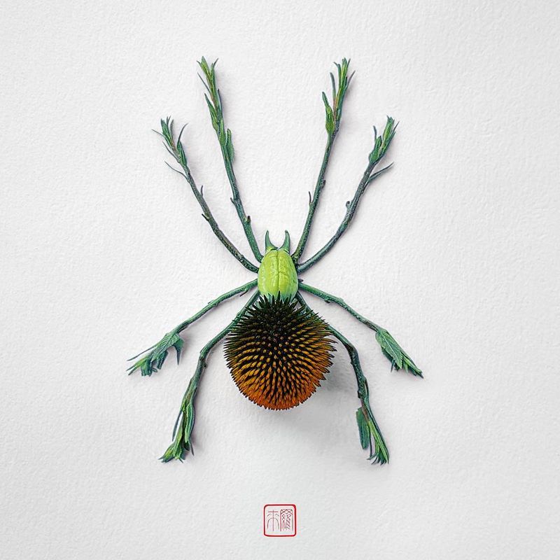 Raku Inoue insect flower sculptures