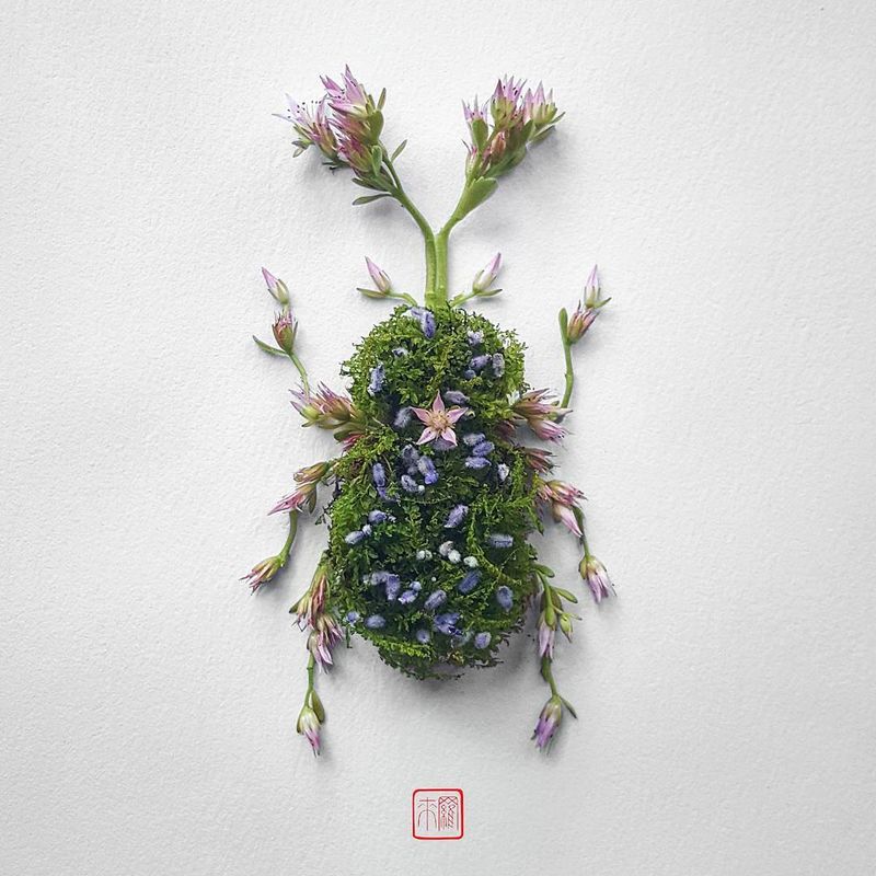 Raku Inoue insect flower sculptures