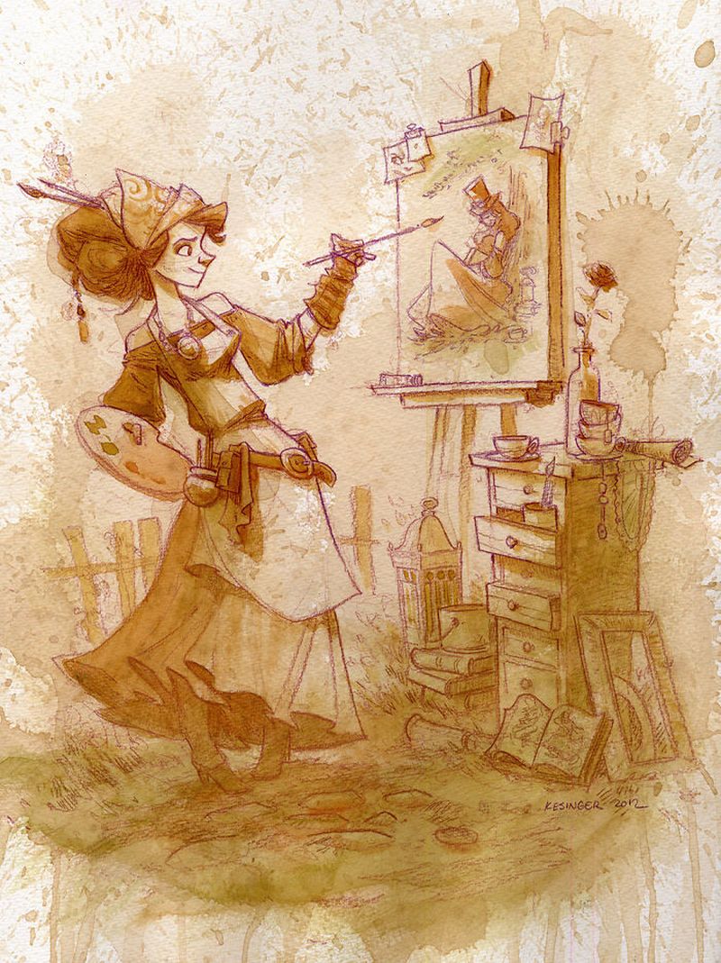 steampunk tea painting