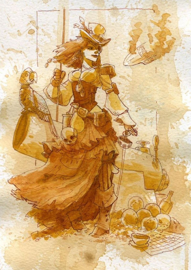 steampunk tea painting