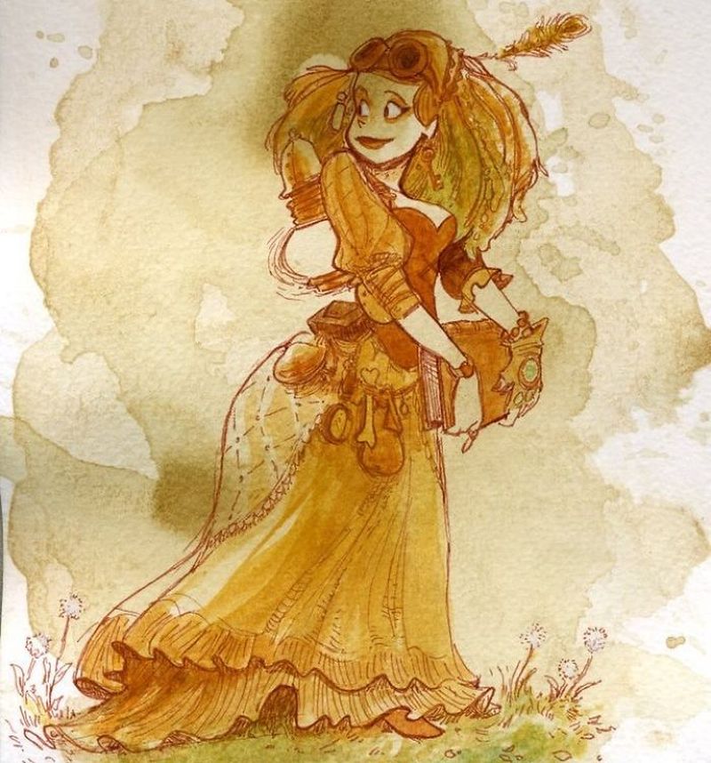 steampunk tea painting