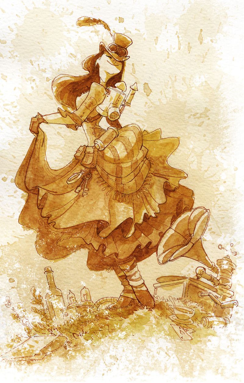 steampunk tea painting