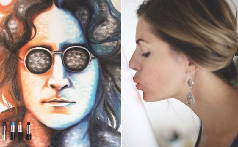 Meet Lipstick Lex… She creates art by planting kisses on a canvas!