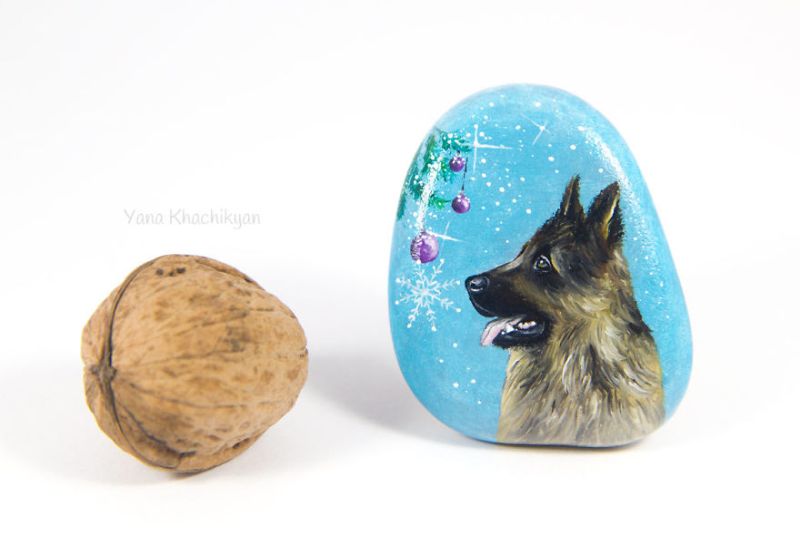 Pet Portraits on Stone by Yana Khachikyan