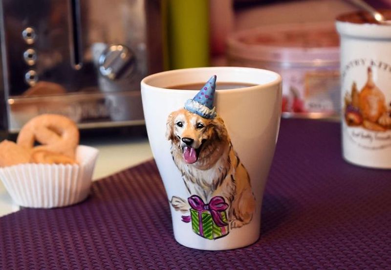 Camelia Rolea Creates Handmade 3D Sculptures of Pets on Mugs