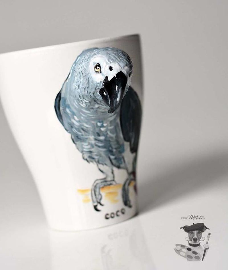 Camelia Rolea Creates Handmade 3D Sculptures of Pets on Mugs