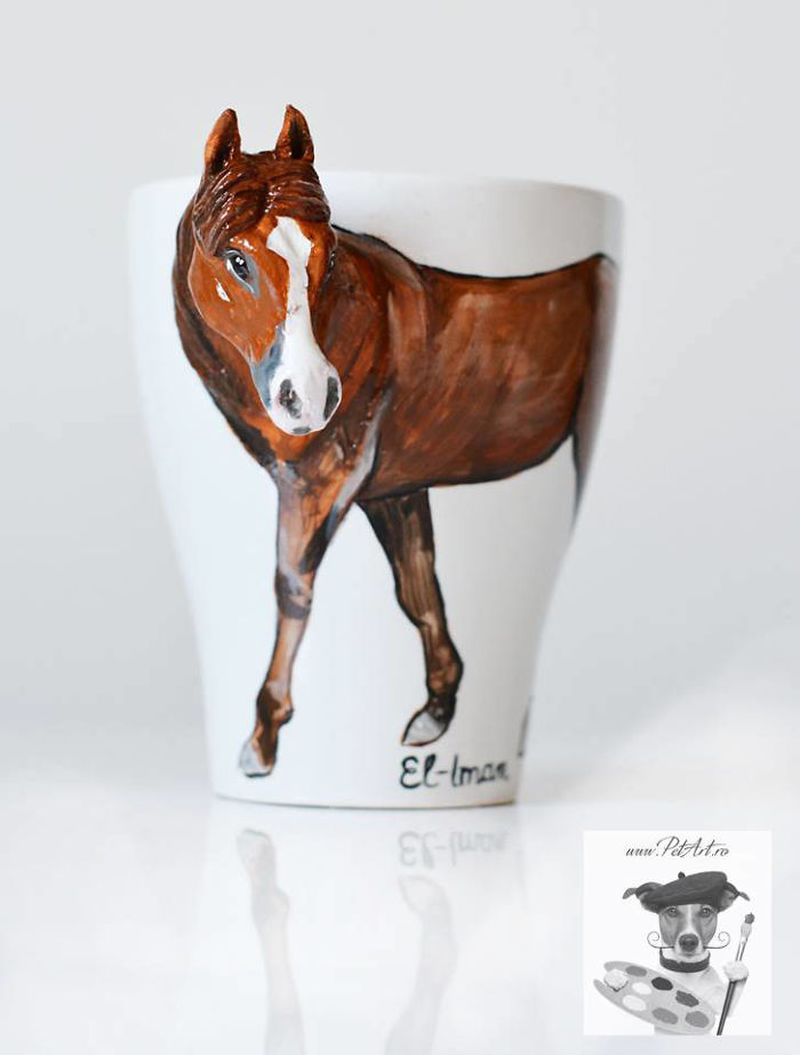 Camelia Rolea Creates Handmade 3D Sculptures of Pets on Mugs