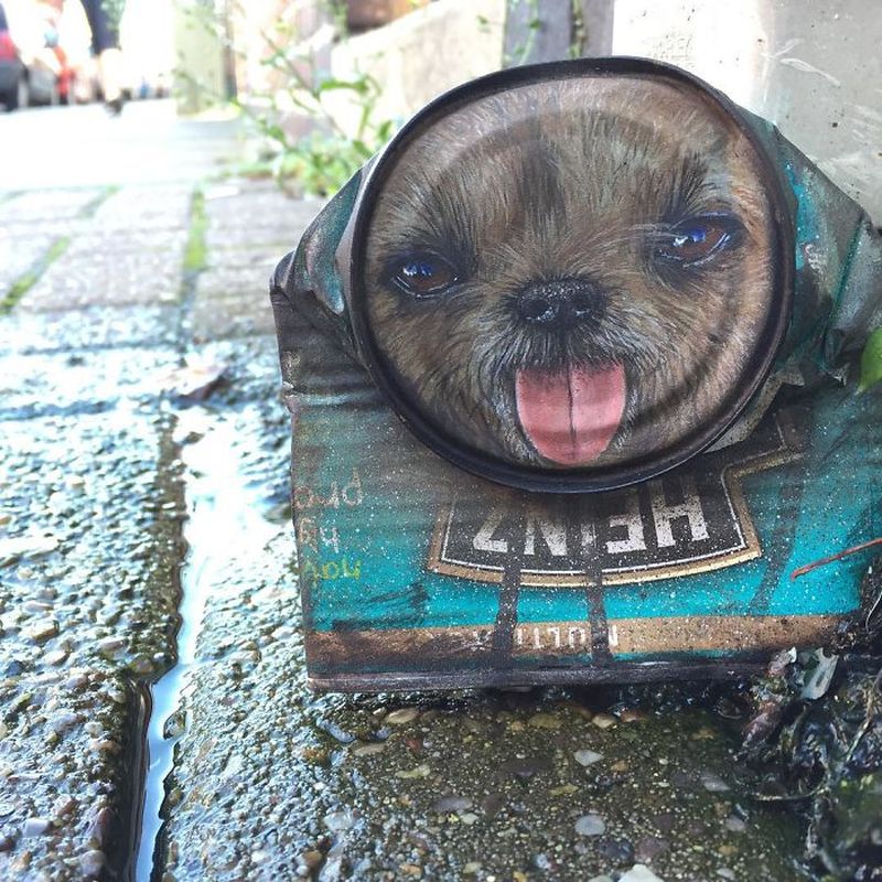 Life-Like Paintings on Found Objects by My Dog Sighs