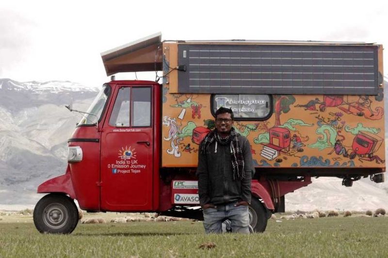 India to London in a solar-powered auto rickshaw-6