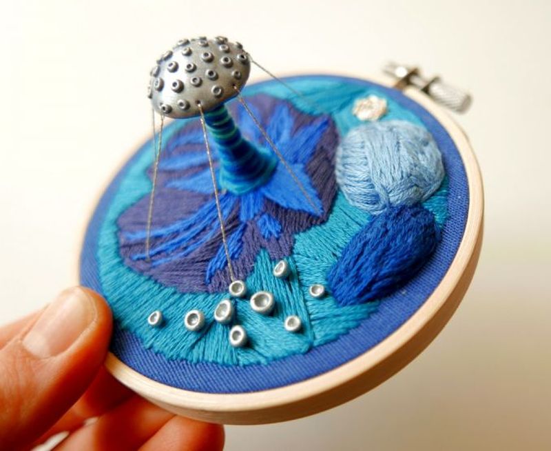 Hoop art: Wondrous 3D embroidery creations made with polymer clay