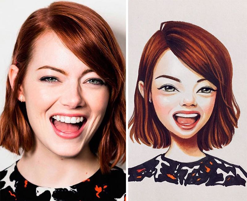 Russian illustrator creates hand-drawn cartoons of celebrities