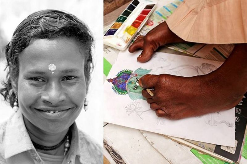 Once a beggar, this differently-abled woman now sells beautiful paintings