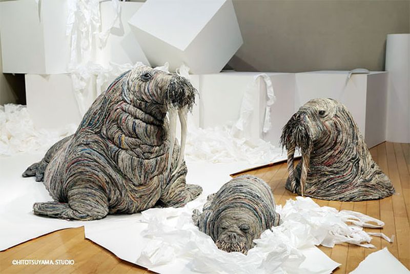 Newspaper Animal Sculpture by Chie Hitotsuyama