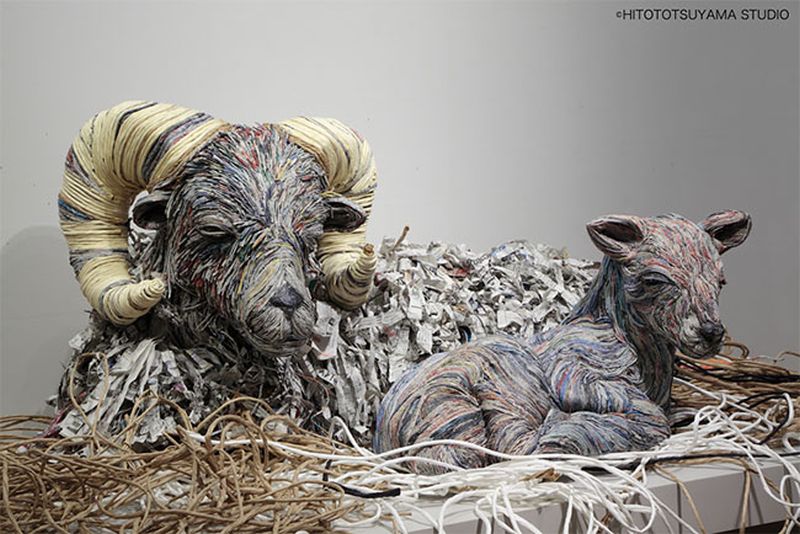 Newspaper Animal Sculpture by Chie Hitotsuyama