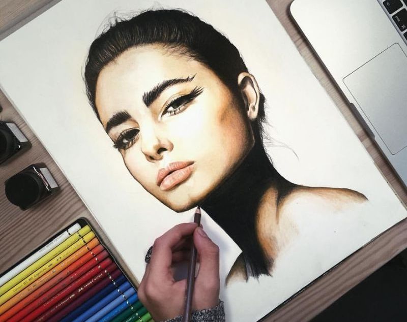 Taylor Hill drawn with coloured pencils