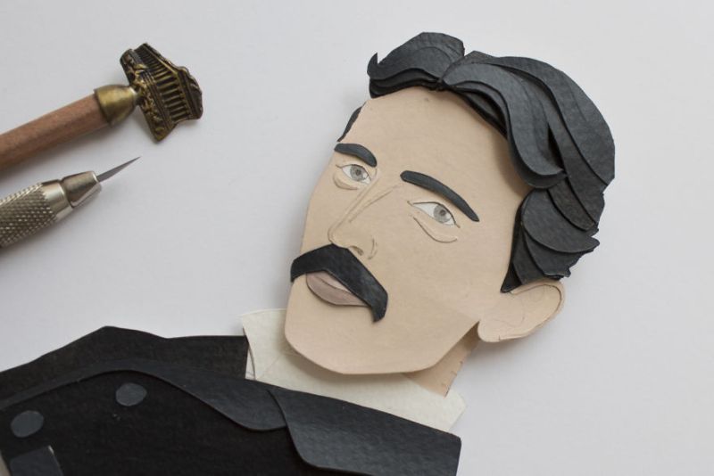 Paper Cut Nikola Tesla by NVillustraion