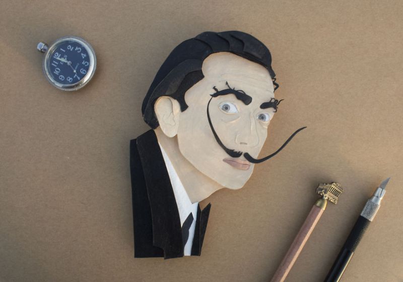 Paper Cut Salvador Dali by NVillustraion