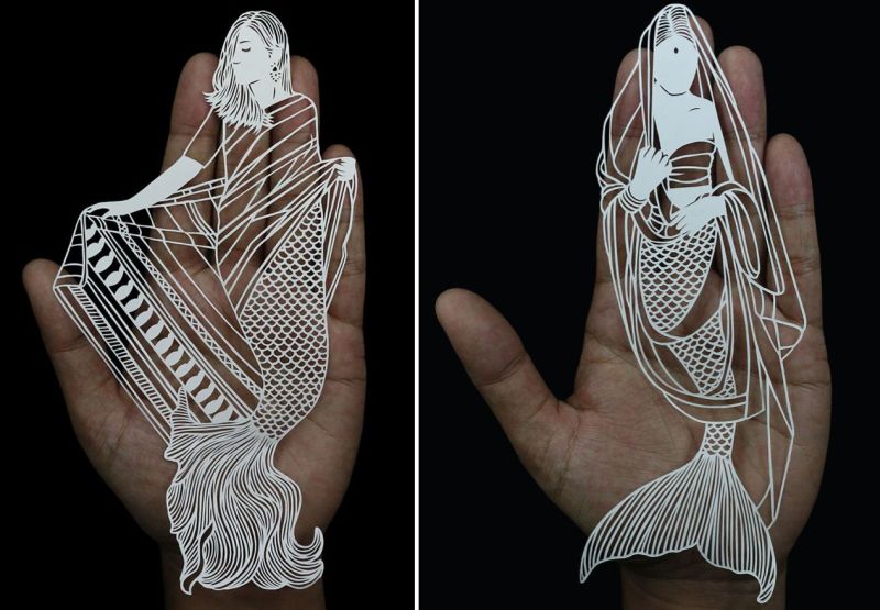 Artist portrays Indian women as mermaids through intricate paper art