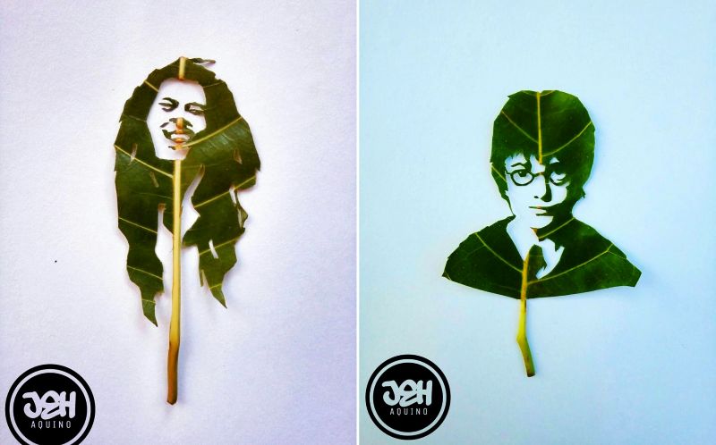 Leaf Art: Filipino artist turns green leaves into eye-catching human faces