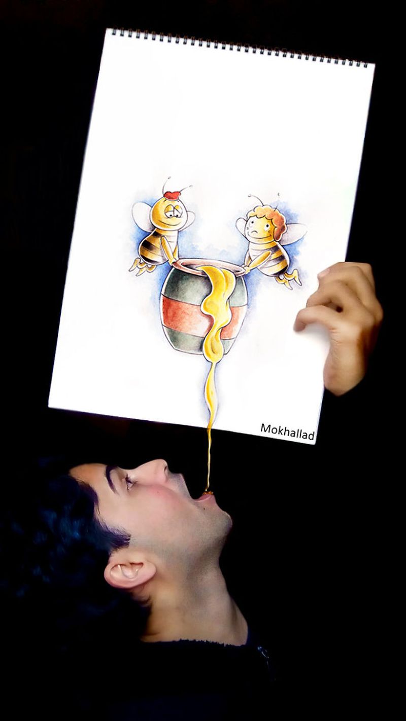 pharmacist combines his drawings with real life