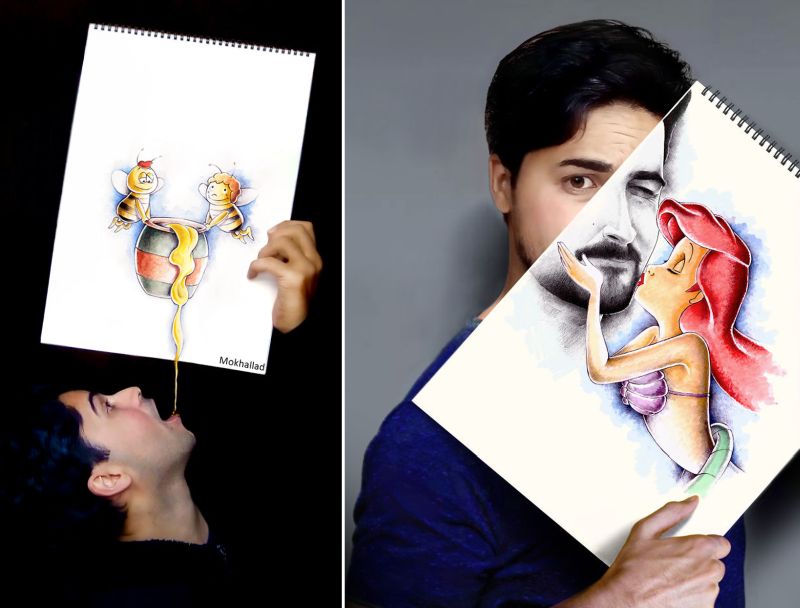 Artistic pharmacist cleverly combines his drawings with real life