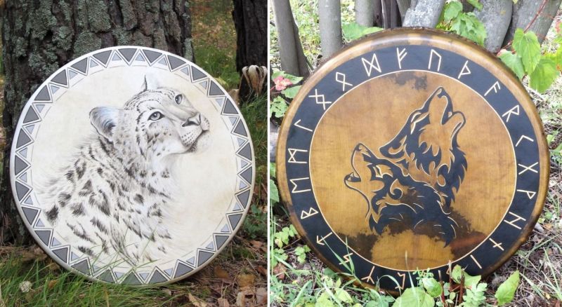 Husband-wife duo recreates ethnic Siberian drums featuring animal paintings