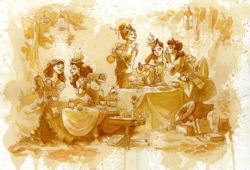 steampunk tea painting