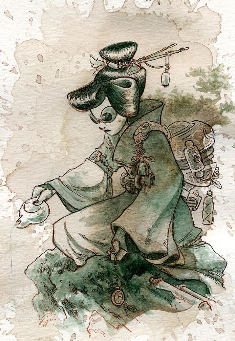 steampunk tea painting