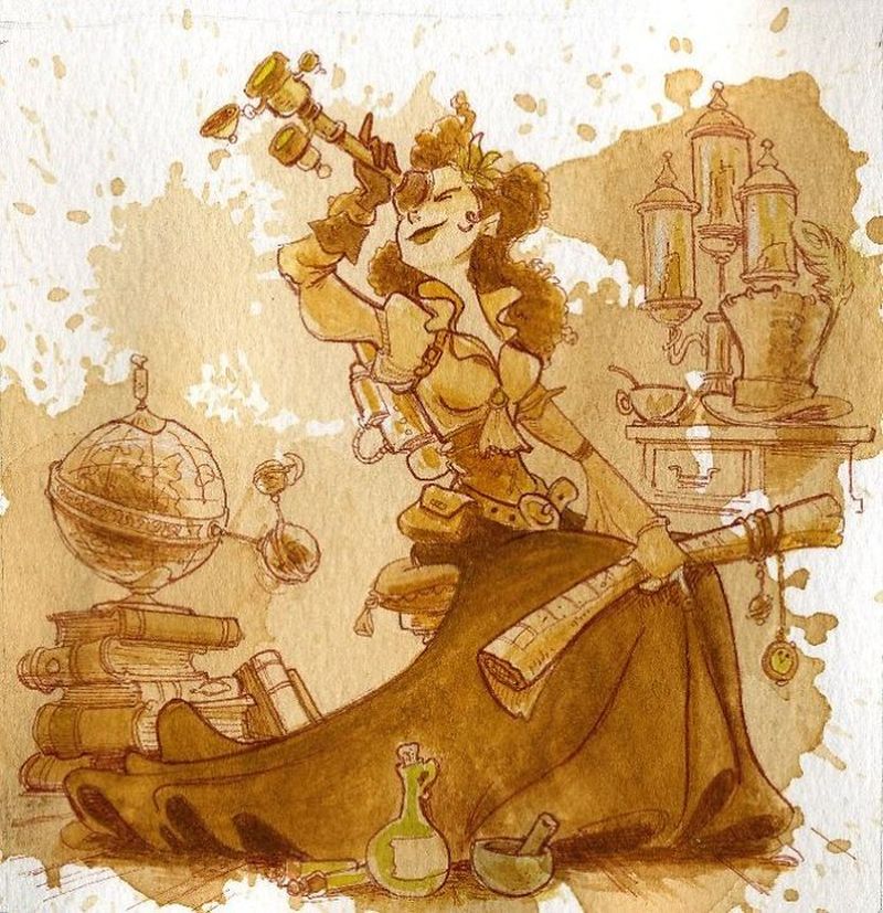 steampunk tea painting
