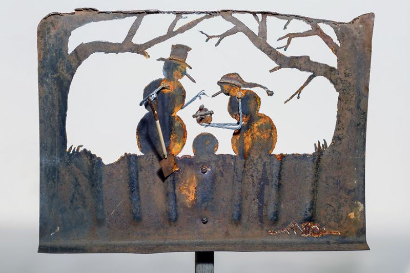 Metal Art: This lady turns old snow shovels into beautiful winter scenes