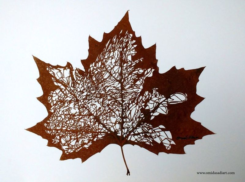 Leaf art by Omid Asadi