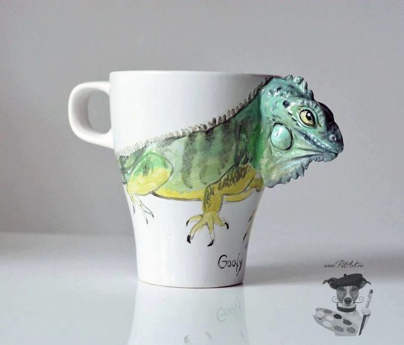 Camelia Rolea Creates Handmade 3D Sculptures of Pets on Mugs