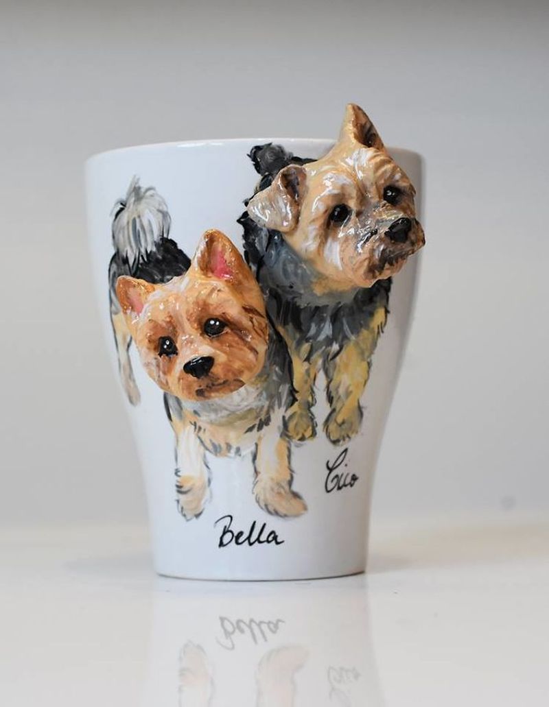 Camelia Rolea Creates Handmade 3D Sculptures of Pets on Mugs