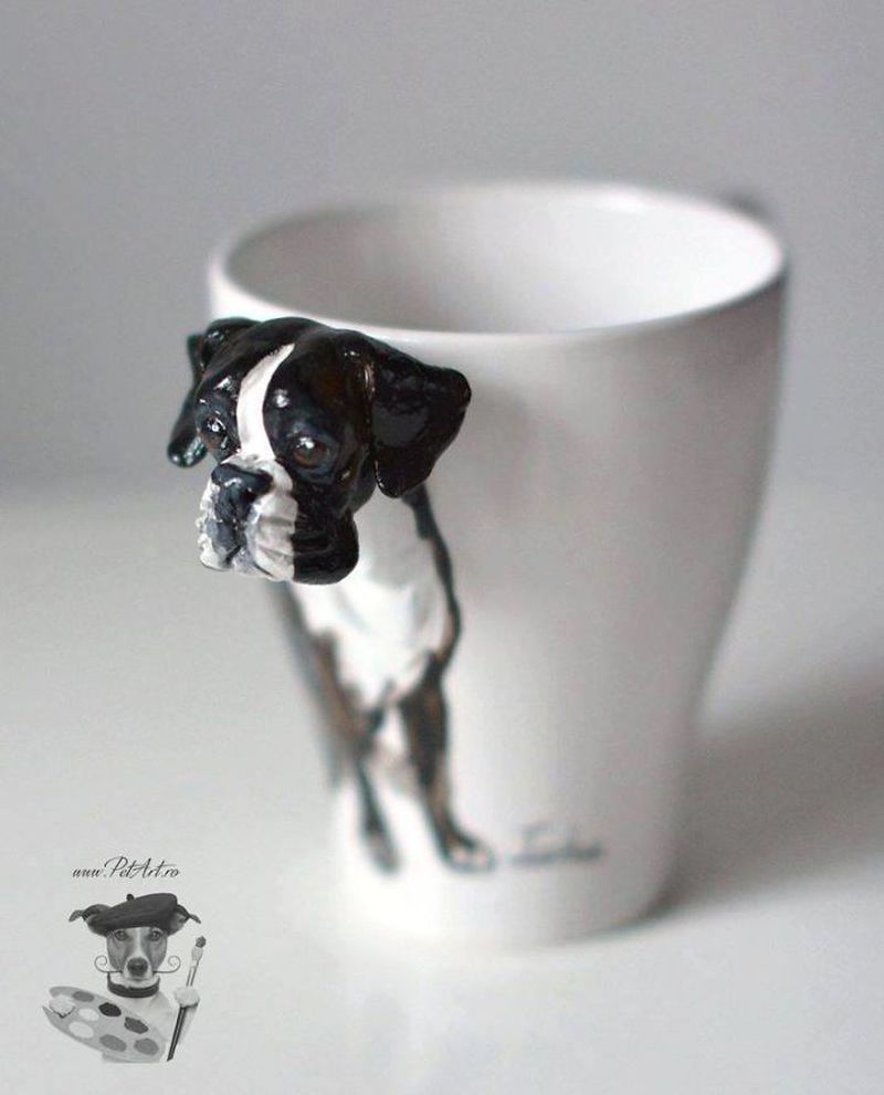 Camelia Rolea Creates Handmade 3D Sculptures of Pets on Mugs