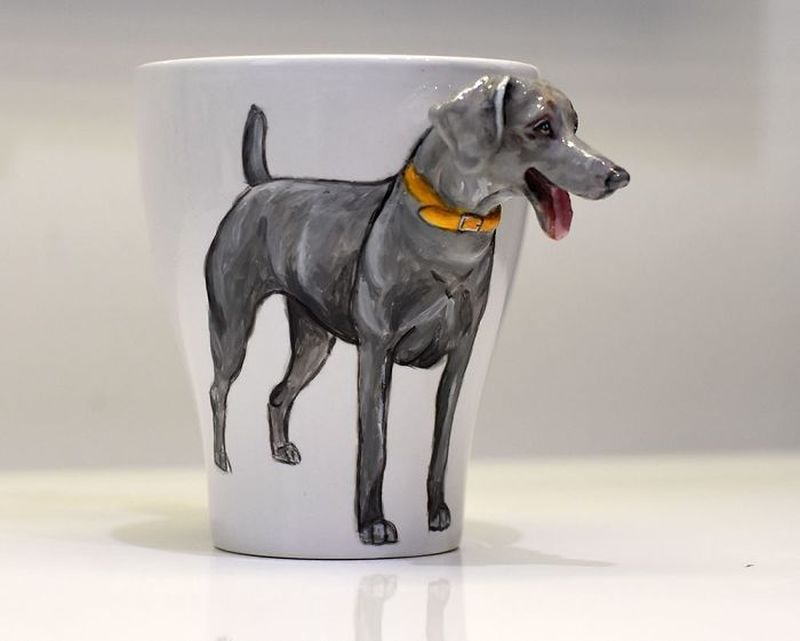 Camelia Rolea Creates Handmade 3D Sculptures of Pets on Mugs