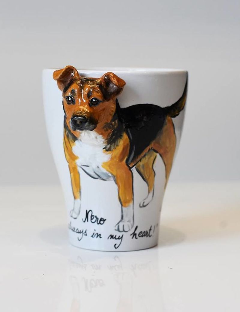 Camelia Rolea Creates Handmade 3D Sculptures of Pets on Mugs