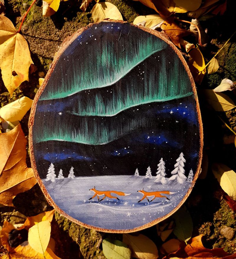 Wood Slice Paintings by Anna Kucharska