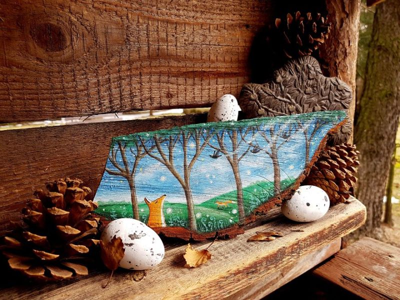 Wood Slice Paintings by Anna Kucharska