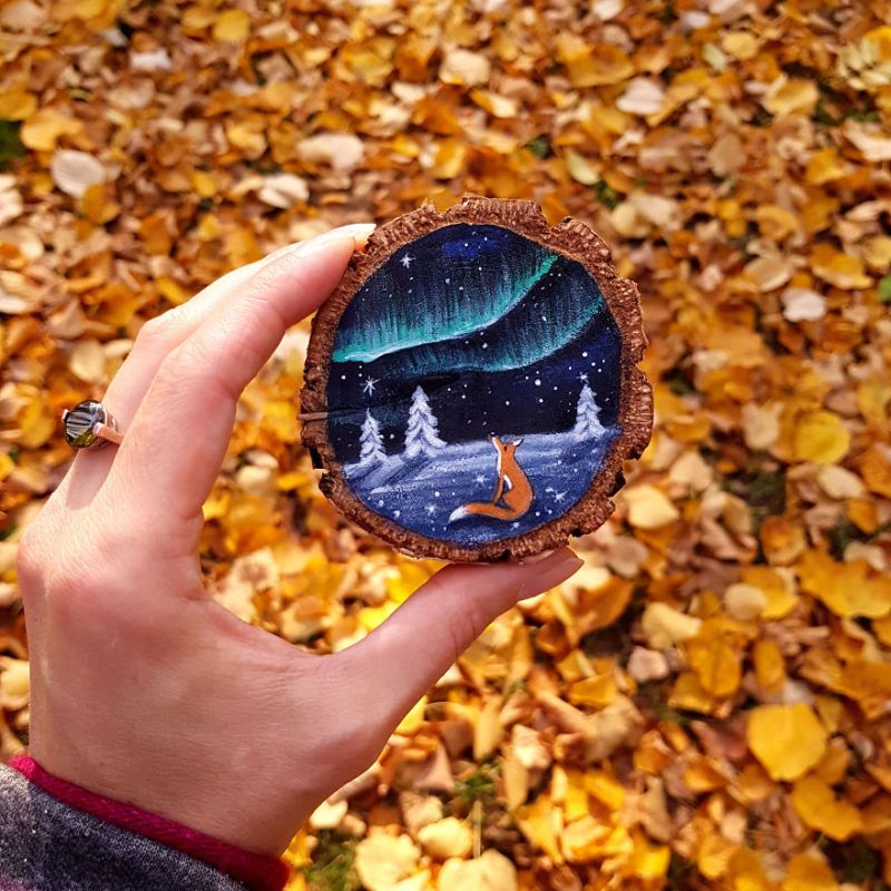 Wood Slice Paintings by Anna Kucharska